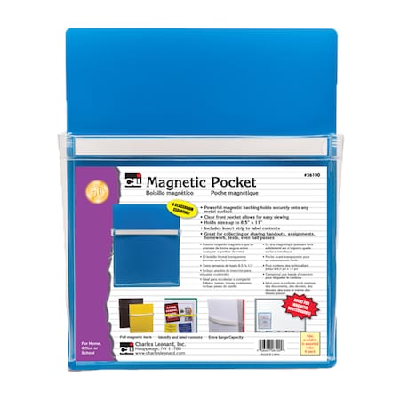Charles Leonard Magnetic Pocket, 9.5in x 11.75in, Blue, PK3 26100